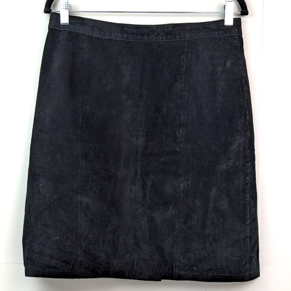 Vintage Black Suede Pencil Skirt